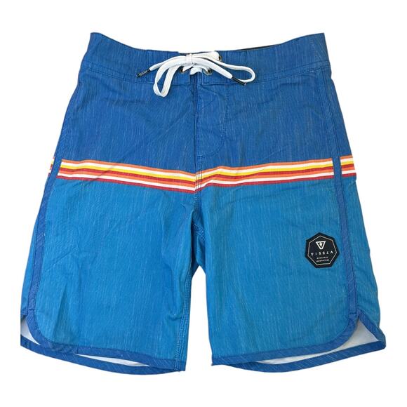 Vissla 2-tone blue ombre stripe board shorts boys 24 small 8 NWOT - Picture 1 of 5